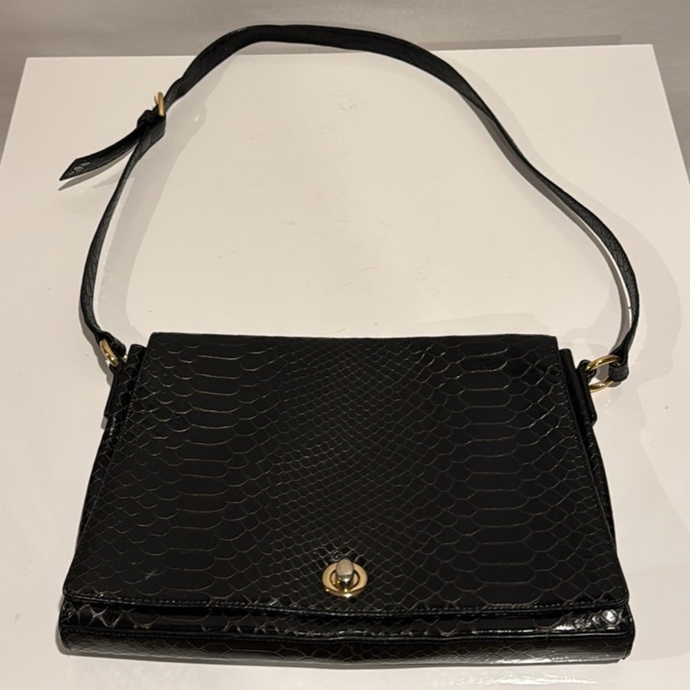 HOBO Black Snake-Patterned Shoulder Bag
